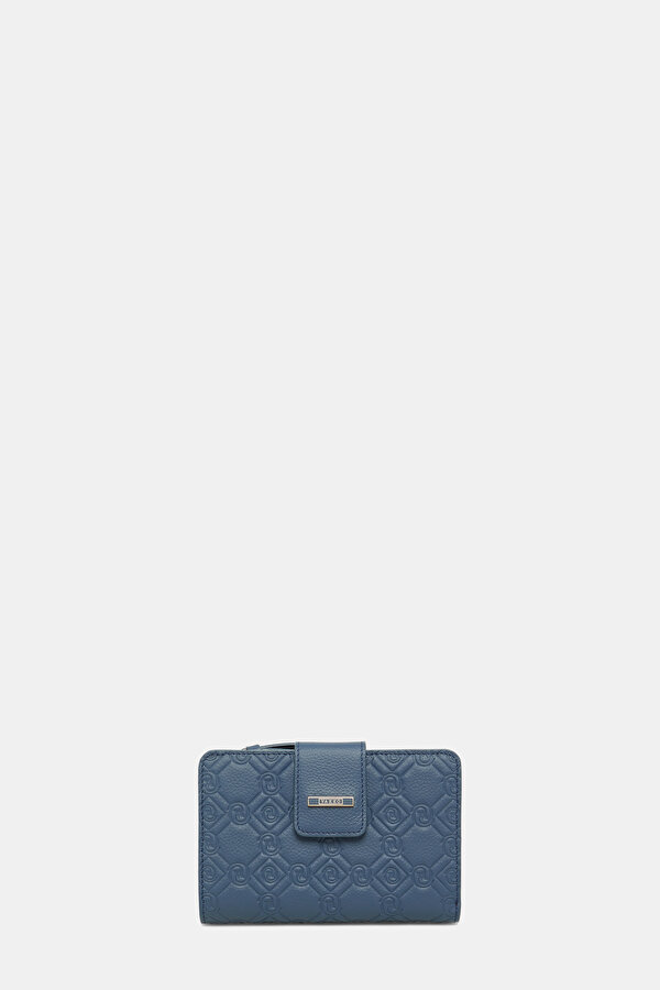 NAVY BLUE MONOGRAM LEATHER WALLET