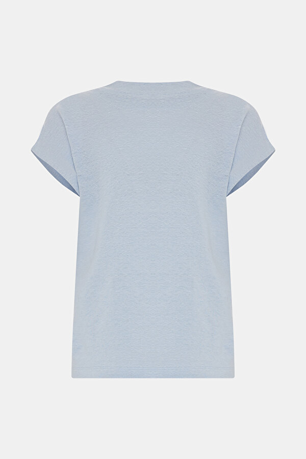 BLUE V NECK OFF THE SHOULDER TSHIRT 2