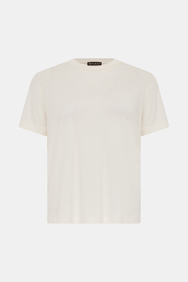 ECRU BASIC / ROUND NECKLINE SHORT SLEEVE TSHIRT