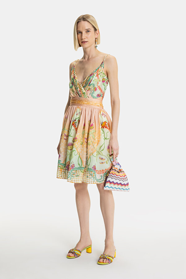 MULTICOLOR SLEEVELESS SUSPENDER DRESS