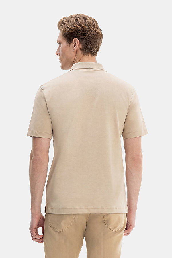 BEIGE POLO NECK SHORT SLEEVE TSHIRT 2