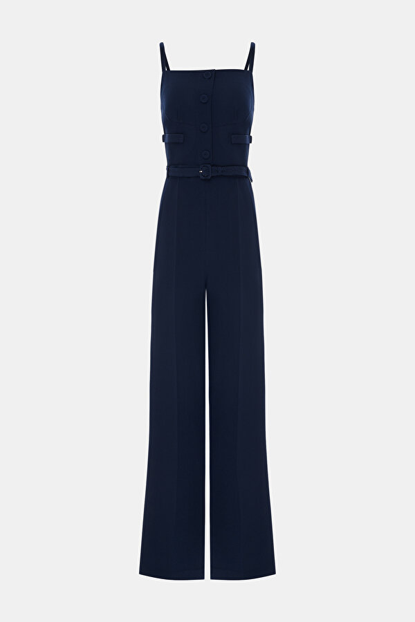 NAVY BLUE SQUARE SLEEVELESS SUSPENDER JUMPSUIT 7