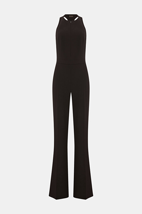 BROWN BASIC / ROUND NECKLINE SLEEVELESS JUMPSUIT
