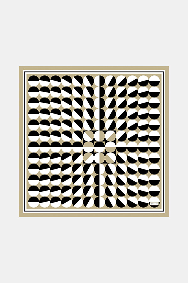 BLACK GEOMETRIC DESIGN TWILL BANDANA