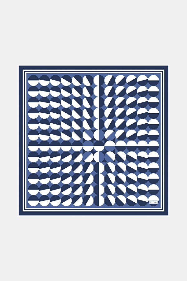 NAVY BLUE GEOMETRIC DESIGN TWILL BANDANA