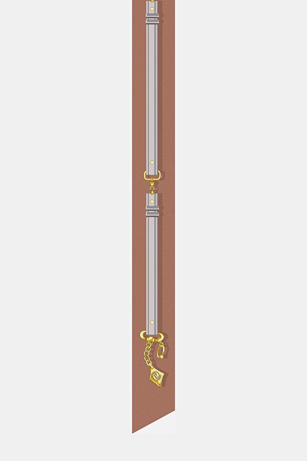 BRONZE OBJECT DESIGN TWILL FOULARD 2