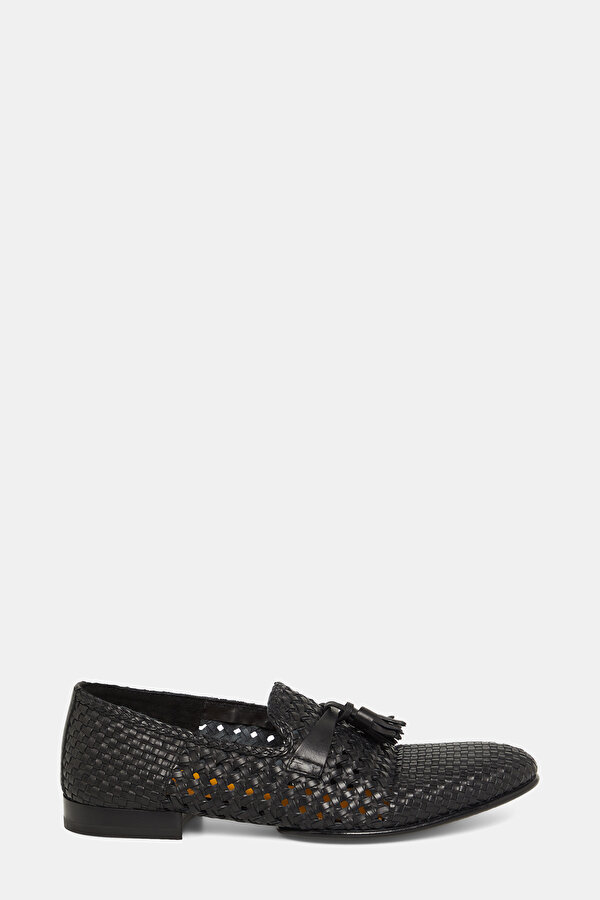 PÜSKÜLLÜ ÖRGÜ DERİ LOAFER