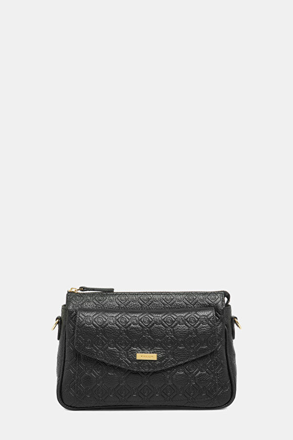 BLACK MONOGRAM LEATHER BAG