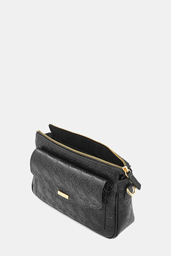 BLACK MONOGRAM LEATHER BAG 6