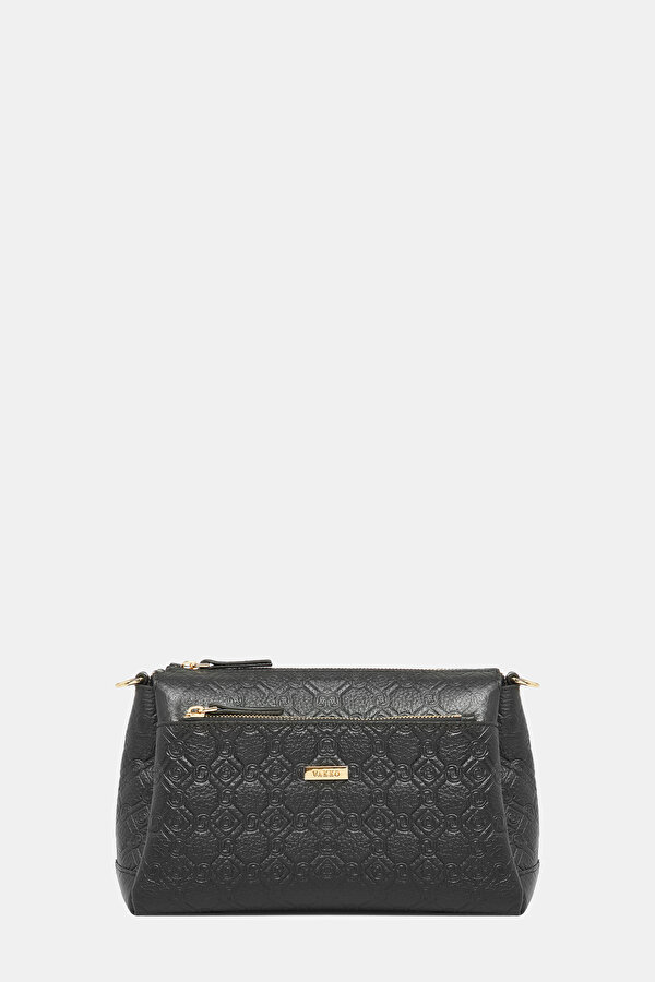 BLACK MONOGRAM LEATHER BAG