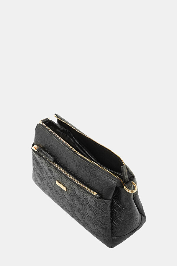 BLACK MONOGRAM LEATHER BAG 6