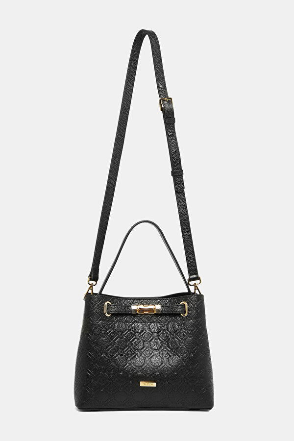BLACK MONOGRAM LEATHER BAG 2