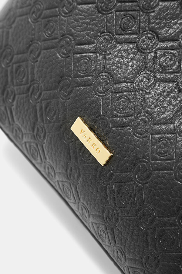 BLACK MONOGRAM LEATHER BAG 6
