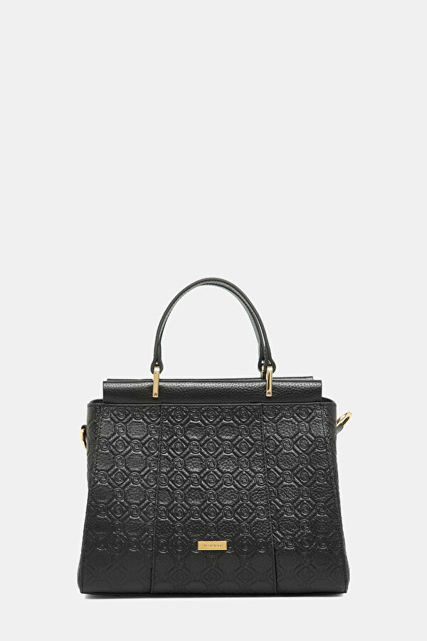 BLACK MONOGRAM LEATHER BAG