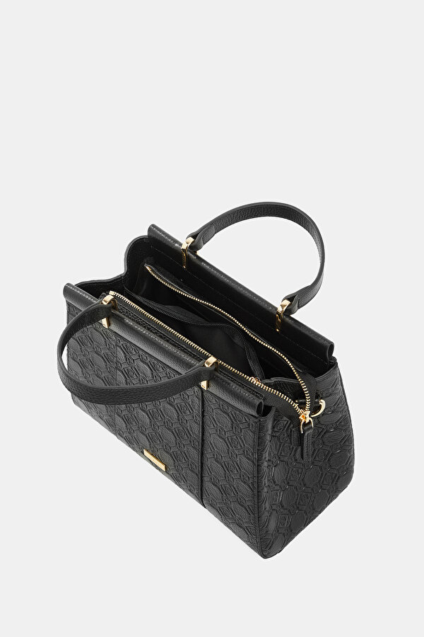 BLACK MONOGRAM LEATHER BAG 6