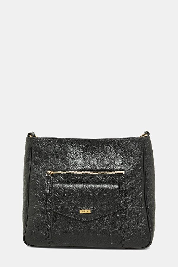 BLACK MONOGRAM LEATHER BAG
