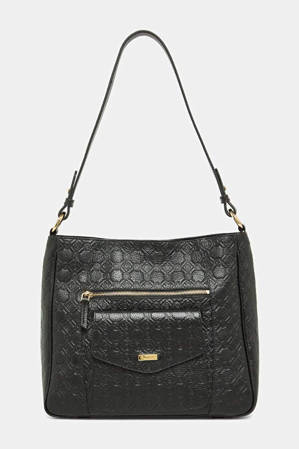 BLACK MONOGRAM LEATHER BAG 2