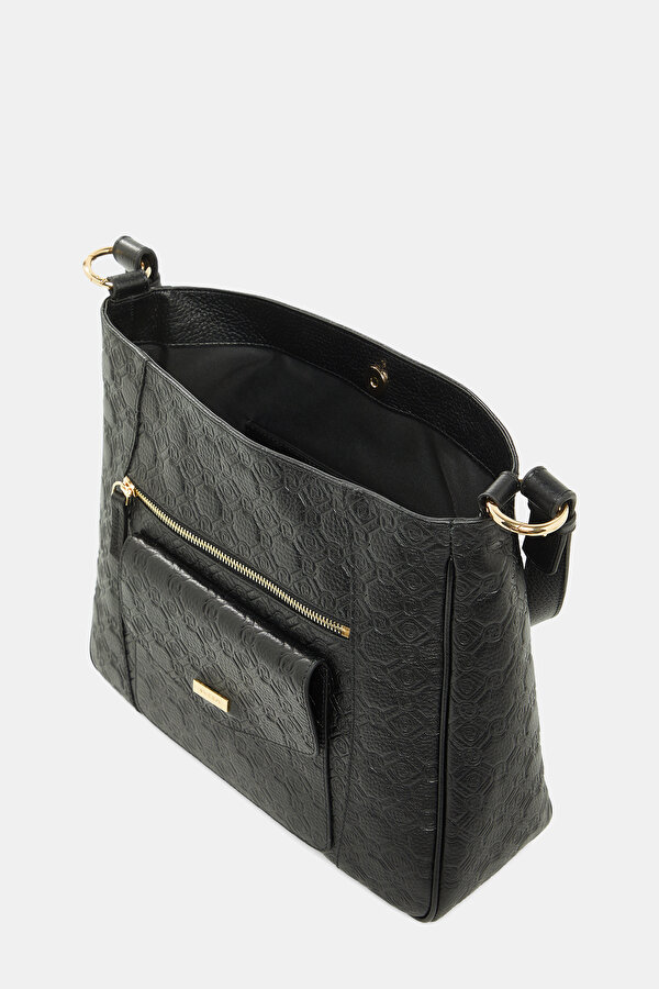 BLACK MONOGRAM LEATHER BAG 6