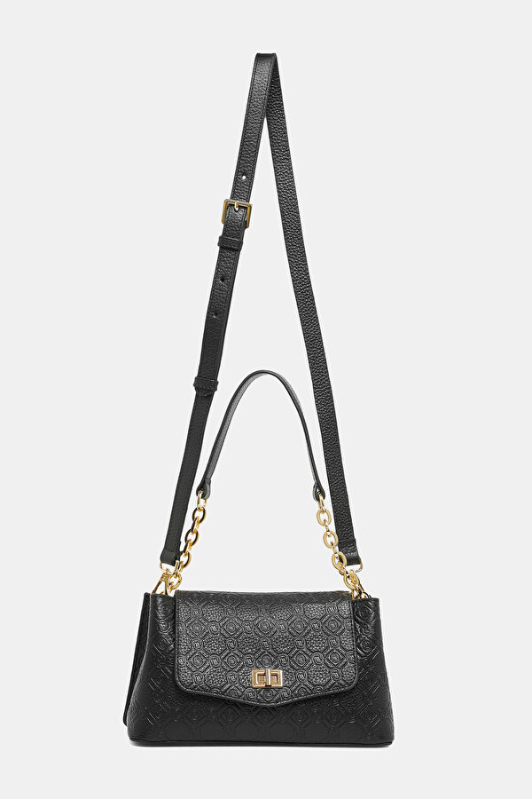 BLACK MONOGRAM LEATHER BAG 2