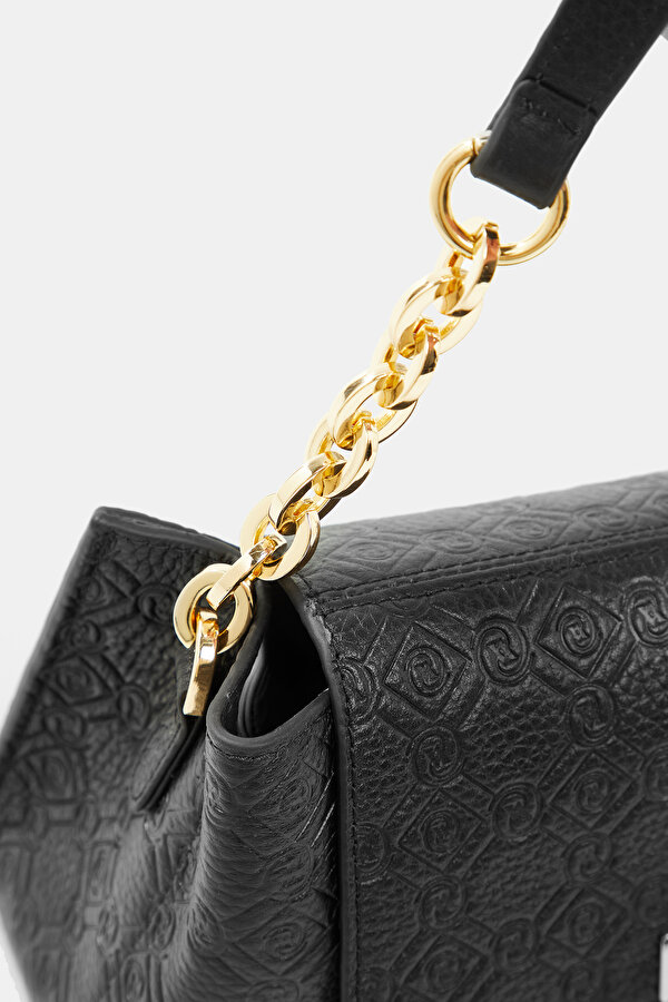 BLACK MONOGRAM LEATHER BAG 6