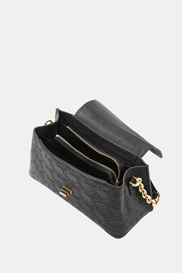 BLACK MONOGRAM LEATHER BAG 7