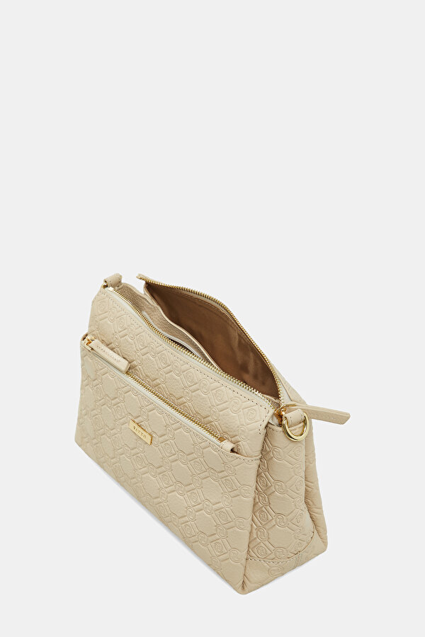 ECRU MONOGRAM LEATHER BAG 6