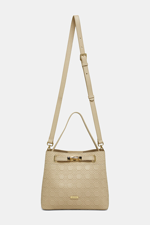ECRU MONOGRAM LEATHER BAG