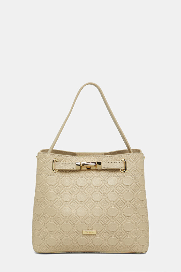 ECRU MONOGRAM LEATHER BAG 2