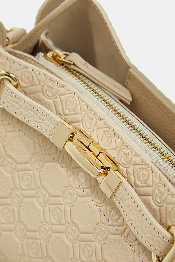 ECRU MONOGRAM LEATHER BAG 6