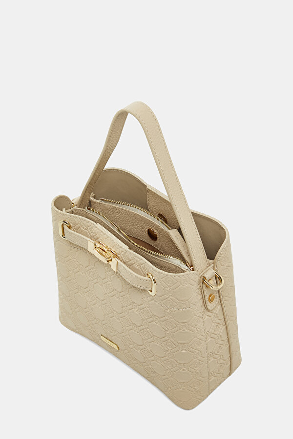 ECRU MONOGRAM LEATHER BAG 7