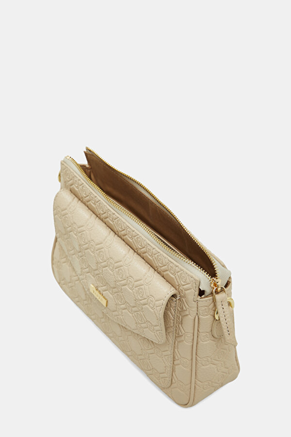 ECRU MONOGRAM LEATHER BAG 6