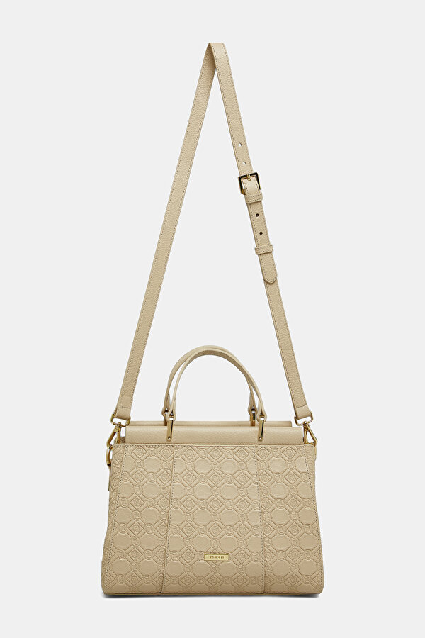 ECRU MONOGRAM LEATHER BAG 2
