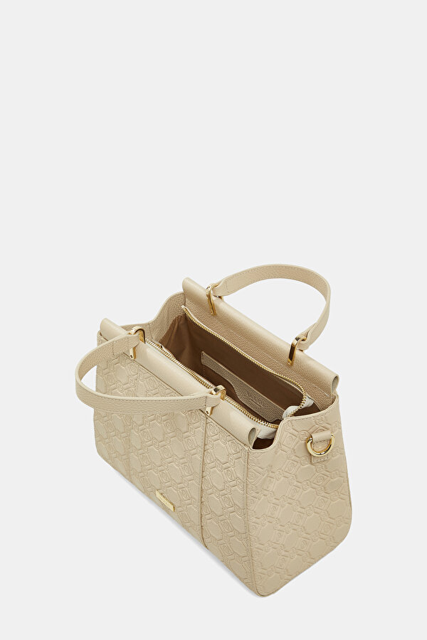 ECRU MONOGRAM LEATHER BAG 7