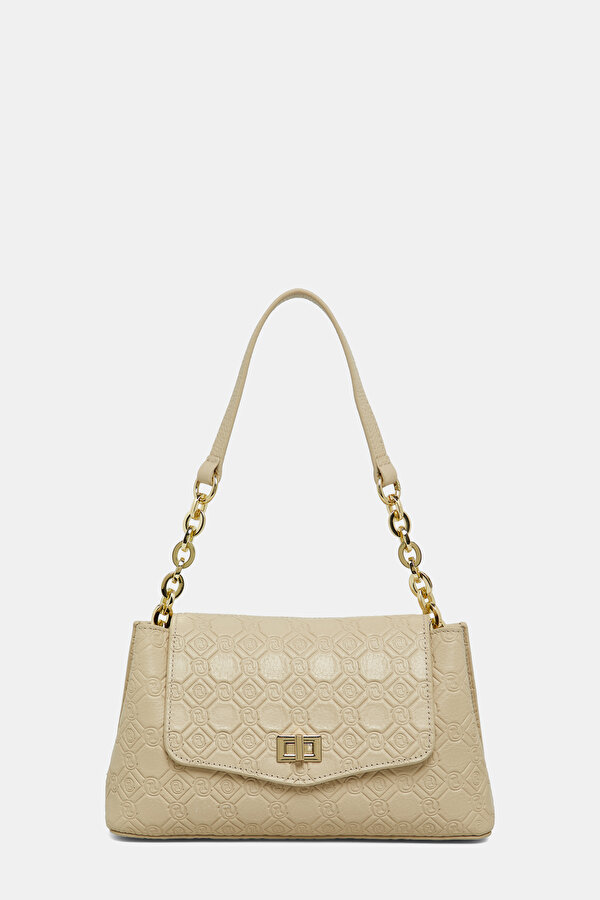 ECRU MONOGRAM LEATHER BAG