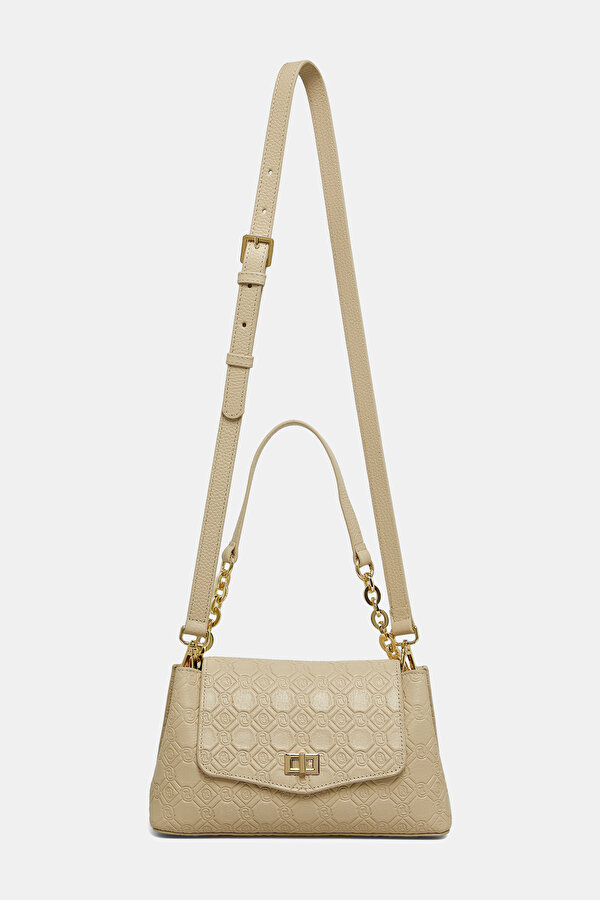 ECRU MONOGRAM LEATHER BAG 2