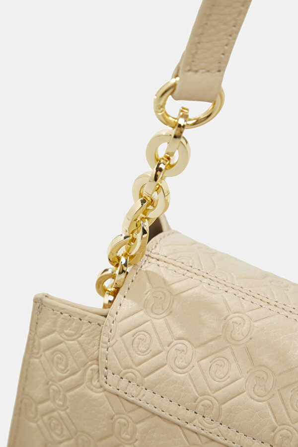 ECRU MONOGRAM LEATHER BAG 6