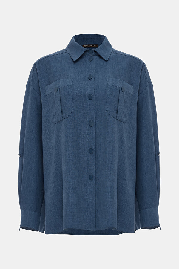 BLUE 3/4 SLEEVES SHIRT