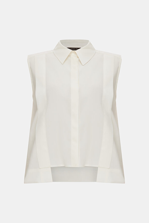 BEIGE SLEEVELESS SHIRT
