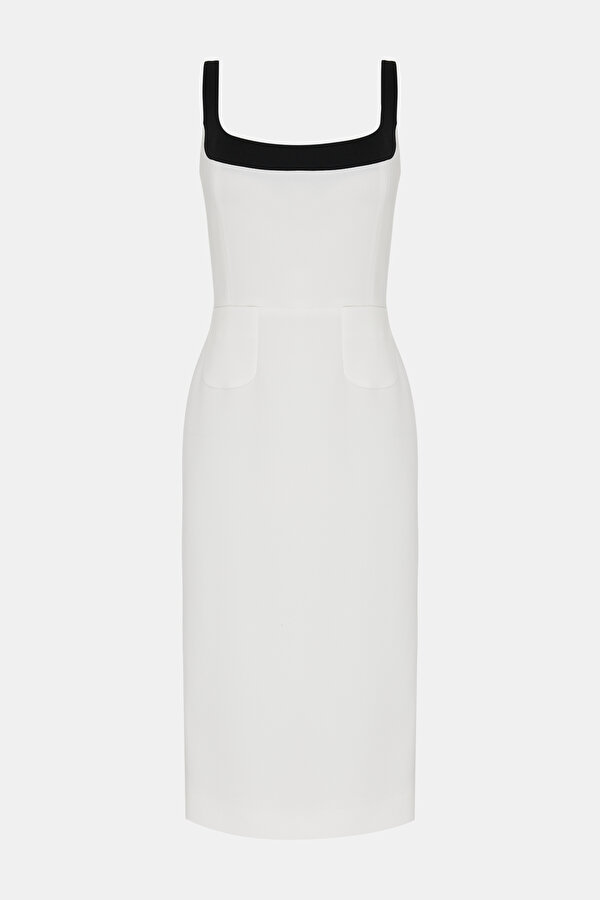 BLACK SLEEVELESS SUSPENDER BELOW THE KNEE DRESS 7