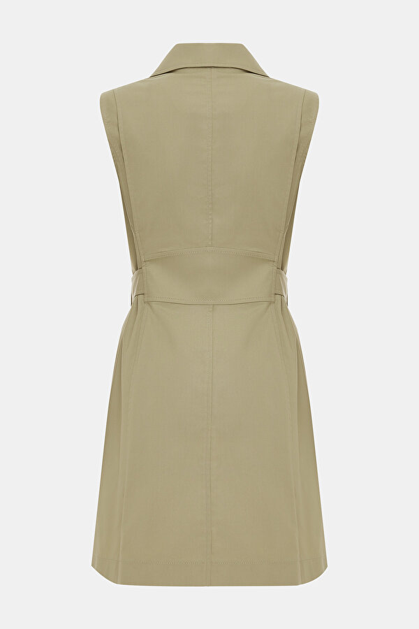 KHAKI SLEEVELESS ABOVE THE KNEE DRESS 2