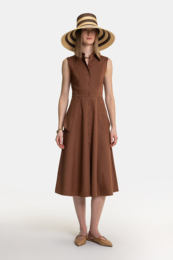 BROWN SLEEVELESS MIDI DRESS 7