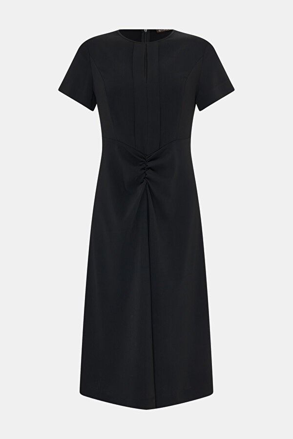 BLACK SHORT SLEEVE BELOW THE KNEE DRESS 6