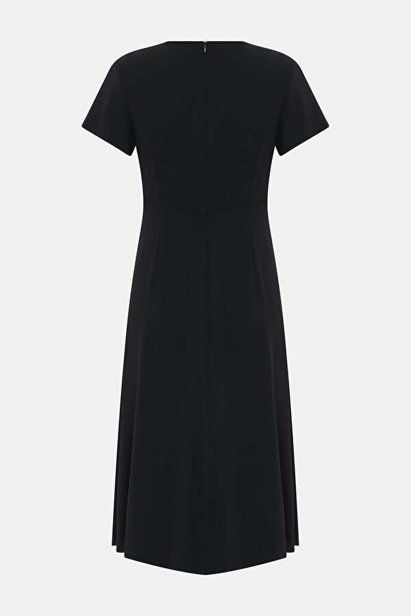 BLACK SHORT SLEEVE BELOW THE KNEE DRESS 7