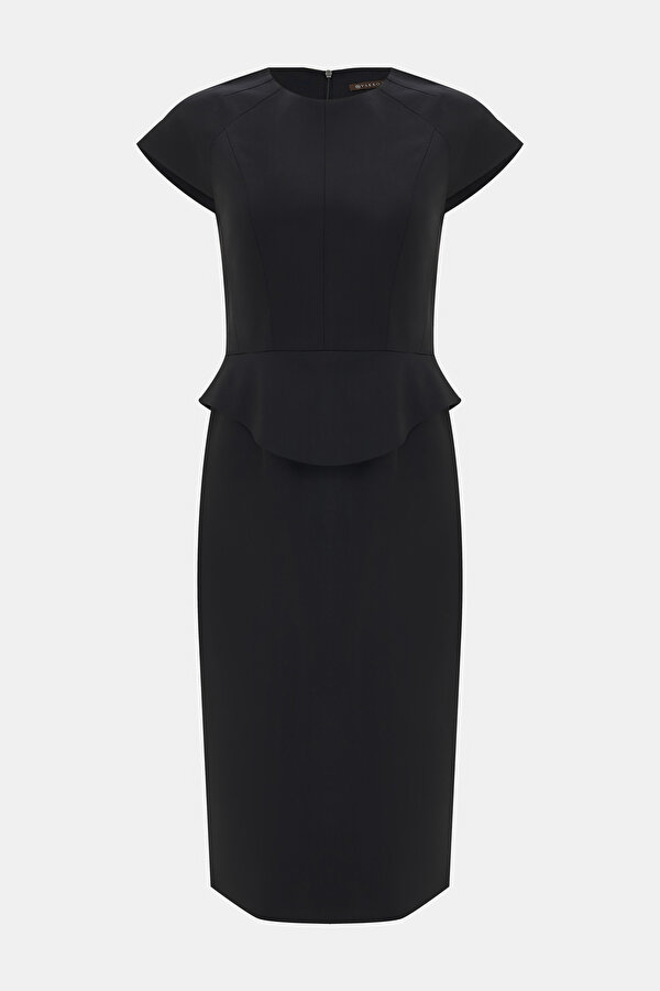 BLACK SHORT SLEEVE BELOW THE KNEE DRESS
