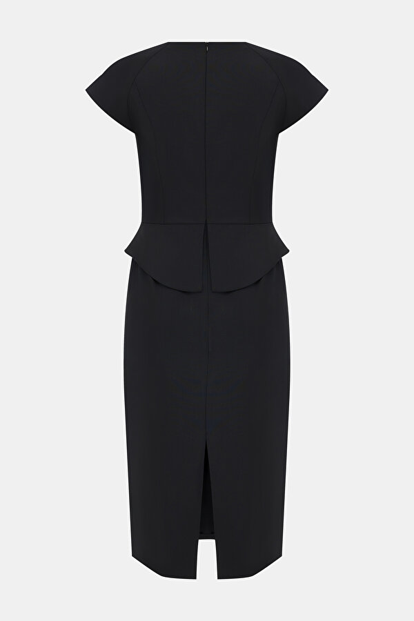 BLACK SHORT SLEEVE BELOW THE KNEE DRESS 2