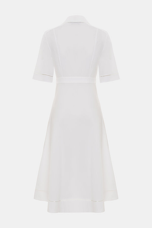 WHITE SHORT SLEEVE BELOW THE KNEE DRESS 2