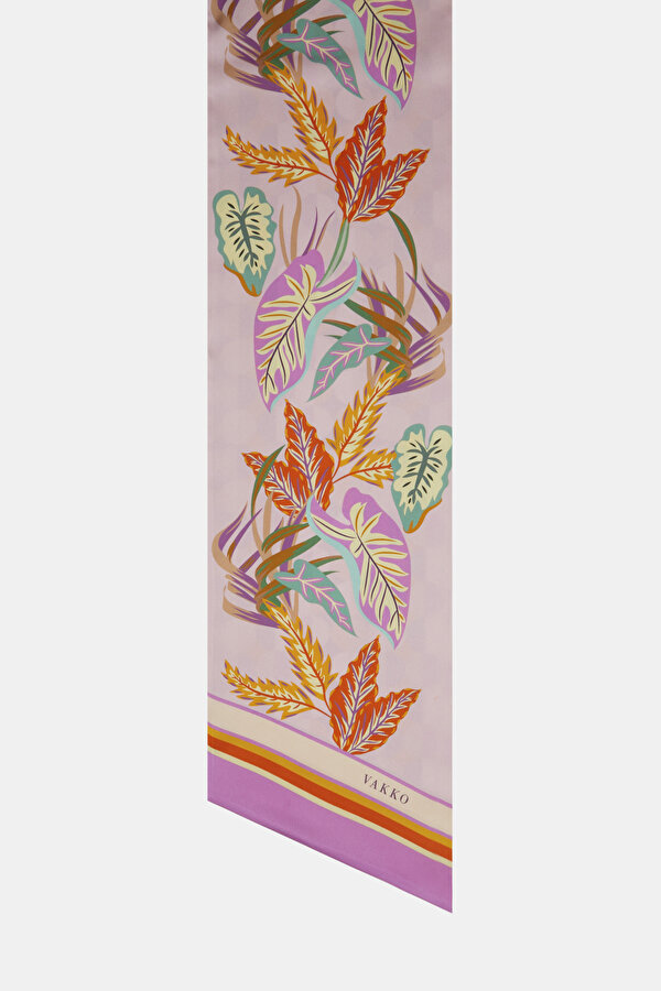 FUCHSIA FLORAL PATTERN TWILL FOULARD