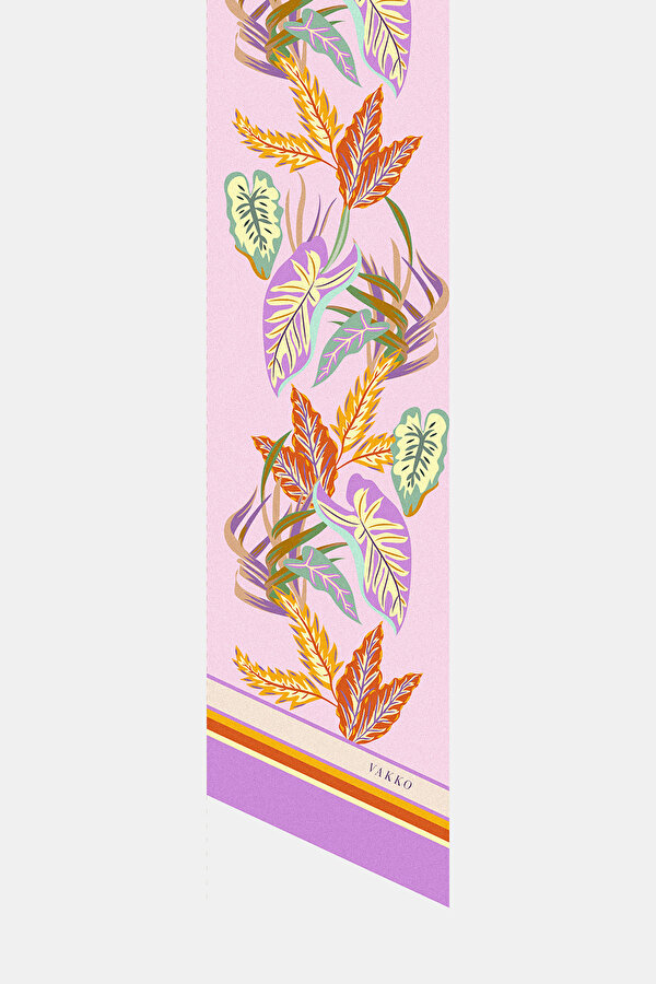 FUCHSIA FLORAL PATTERN TWILL FOULARD