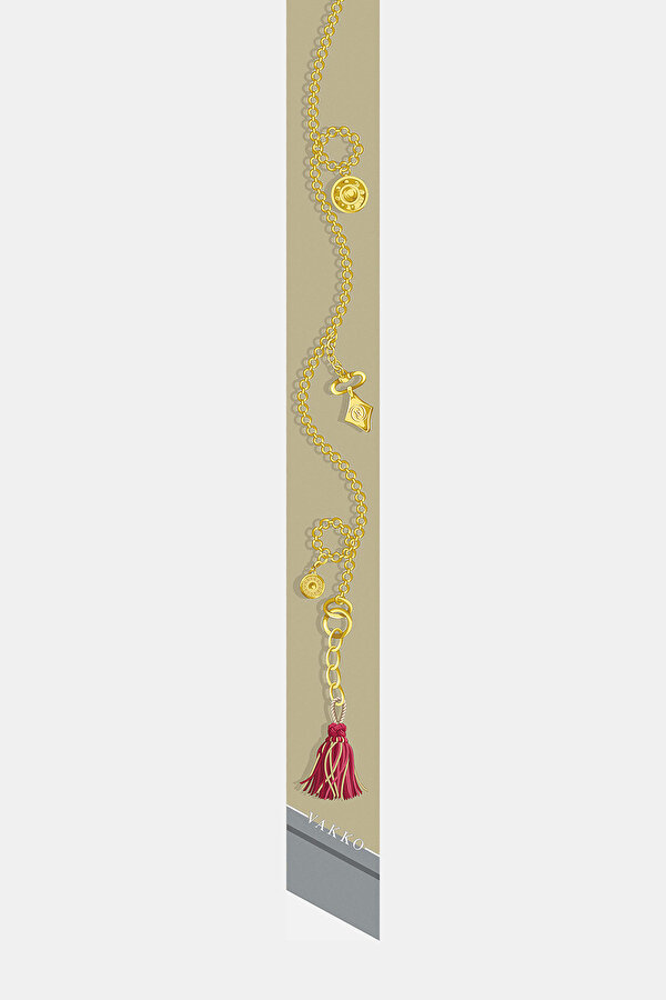 SILVER OBJECT DESIGN TWILL FOULARD