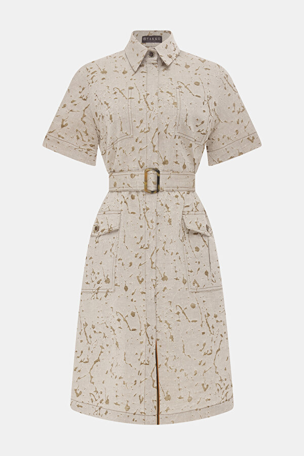 MINK SHORT SLEEVE BELOW THE KNEE DRESS 6